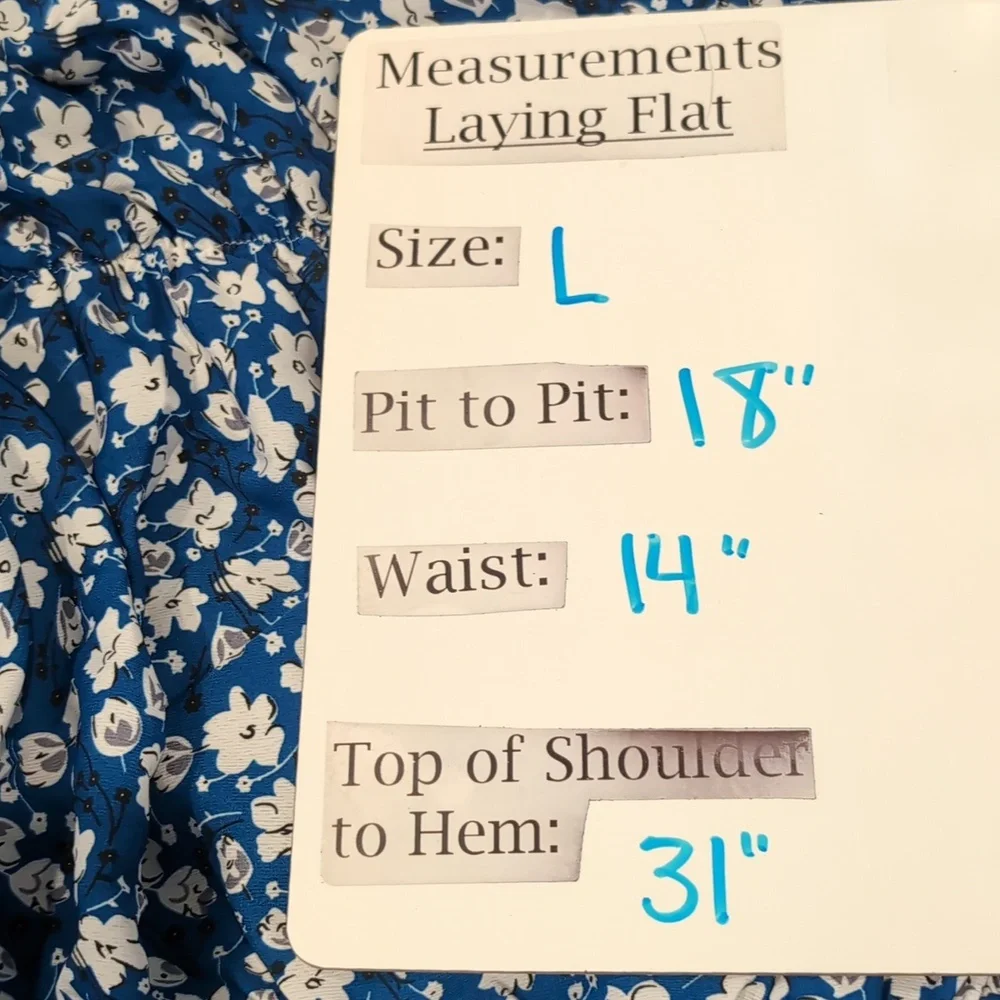 SHEIN Blue And White Floral Off Shoulder Tie Bust Ruched Front Mini Dress Large